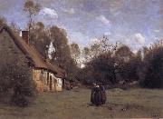 Jean Baptiste Camille  Corot Farmhouse in Normandy France oil painting artist